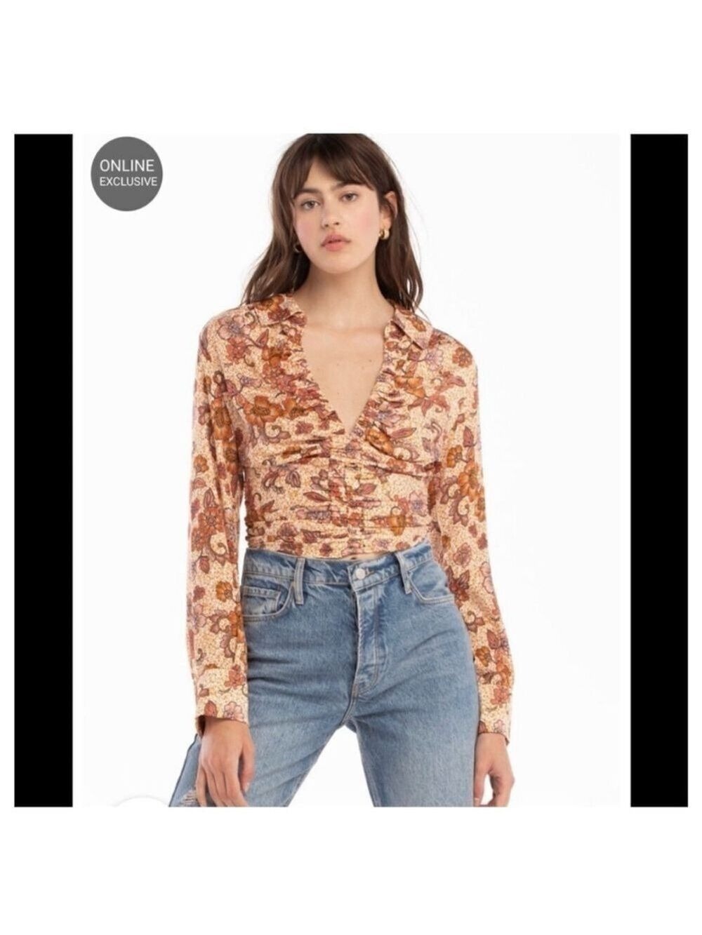 Free People I Got U Floral Cropped Top NWT Women’s Medium V Neck